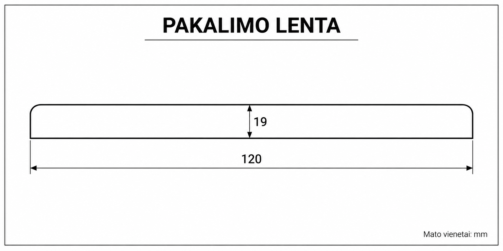 Pakalimo lentos profilis 120 × 19 mm